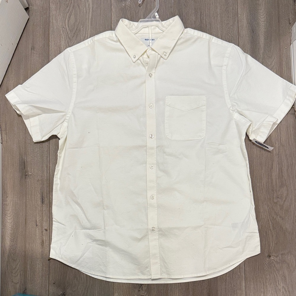 Old Navy Off-White Casual Button-Down Shirt